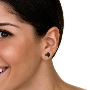 Boucles d'oreilles clous en argent sterling 925 avec zircon cubique noir rond de 8 mm, serties à griffes, pour femmes et jeunes filles - Vente en gros de bijoux de mode raffinés - Product Image 6