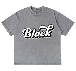 เสื้อยืดคอตตอนโอเวอร์ไซส์ทรงหลวม แขนสั้น คอกลม สไตล์ลำลอง สตรีทแวร์ ผ้าเจอร์ซีย์ถัก ล้างสีแบบแอซิด พิมพ์ลายซิลค์สกรีน - Product Image 1