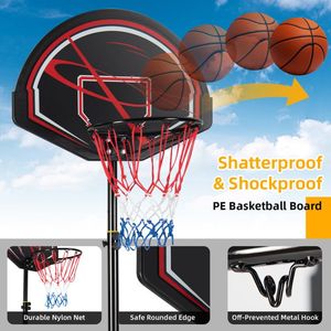 Canasta de Baloncesto Portátil con Ruedas, Tablero de Vidrio Templado Plegable, 2 Redes para Entrenamiento en Interiores, Exteriores, Escuelas y Parques - Product Image 3