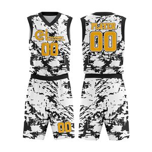 Ensemble d'uniformes de basketball personnalisés unisexe respirant grande taille 100% polyester maillot et short vêtements de sport d'équipe logo nom numéro - Product Image 3