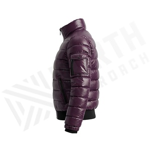 Hooded Quilted Waterproof <b>Bubble</b> Jacket Black Full Sleeve Winter Windproof Cotton Shell Knitted Fabric Polyester Filling Stand - Product Image 4