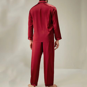 Ensemble de pyjama pour homme PHANTOM IMPEX, taille plus, manches longues, respirant, 100% soie de mûrier, imprimé satiné, toutes saisons, vêtements de maison - Product Image 2