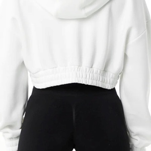 Prix d'usine dames pull ample à manches longues recadrée 100% coton vierge surdimensionné OEM personnalisé haut court sweats à capuche pour femmes - Product Image 6