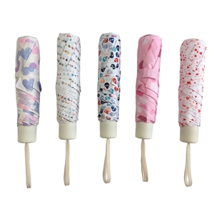 Parapluie en fibre de verre avec sac, 6 baleines, protection UV, pliable en 3, en pongé, double usage pour femmes et cadeaux d'affaires - Product Image 3