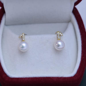 Freshwater 7-8mm White Round Strong Light Almost Flawless <b>Pearls</b> S925 <b>Silver</b> Bow <b>Earrings</b> for Women - Product Image 1