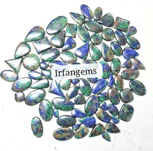 Lote al por mayor de piedras preciosas naturales de azurita, cuarzo suelto, cabujón de corte ovalado, formas mixtas, piedra para hacer joyas curativas, 20-40mm, 7-12g - Product Image 6