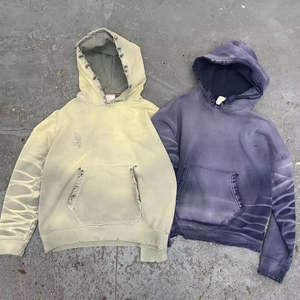 เสื้อฮู้ดดี้แบบสวมหัวทรงครอป สไตล์วินเทจ ผ้าเฟรนช์เทอร์รี่ ล้างสีแบบแอซิดวอช สำหรับผู้ชาย - Product Image 1