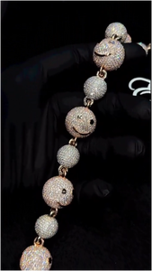 Collar de Cadena Cubana de Moissanita, Estilo Hip Hop, Nuevo Diseño, con Colgante de Bolas, Cadena de Eslabones Cubanos Pesados de Plata 925 Bañada en Oro - Product Image 3