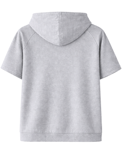 Sudadera con Capucha Gris Personalizada de Manga Corta para Hombre, Estilo Casual, Ligera, de Verano, con Bolsillos, Mezcla de Algodón - Product Image 2