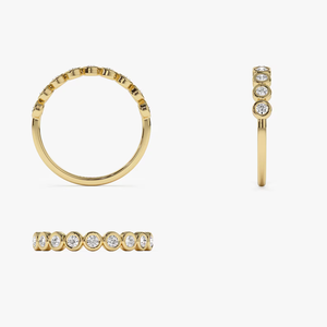 Anillo de Boda Apilable de Oro Sólido de 14k con Diamantes de Media Eternidad - Anillo de Boda Apilable con Diamantes Engastados en Bisel 0.55 TCW - Joyería Fina - Product Image 2