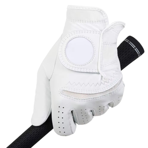 <b>White</b> Full Finger Golf Glove PU Leather Breathable Right Hand Unisex Sports Use <b>Hook</b> and Loop Closure Custom Brand Model NSL-343 - Product Image 5