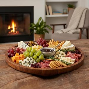 Modern Round Wood <b>Tray</b> for Coffee Table Durable Non-Toxic Food Grade Serving <b>Tray</b> Home Decor (11x11 Inch) - Product Image 4