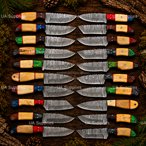Couteau de chasse professionnel haut de gamme en acier Damas, manche en bois OEM, lame fixe à pointe clip, épaisseur 0,5 mm, qualité industrielle, 8 pouces - Product Image 4