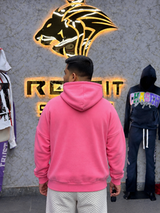 Sudadera con Capucha Extra Grande para Hombre, Color Rosa, Estilo Casual Urbano, para Otoño, con Estampado Floral y Logotipo Frontal - Product Image 2