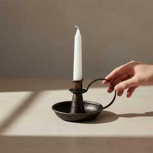 Black Iron Candle Holders, Taper Candlestick Holders with Handle, <b>Retro</b> Vintage Stand 2 Set - Product Image 5