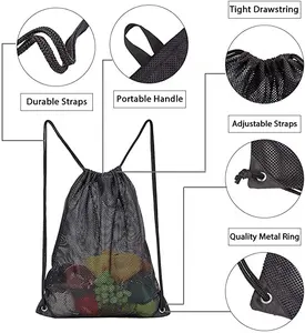 Disesuaikan Tas Jala Ringan Ramah Lingkungan Mesh Bag Drawstring Mesh Laundry Bag Promosi Tas Jala