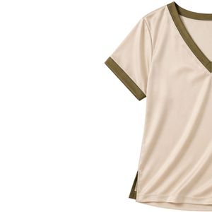 Ensemble pyjama en satin beige champagne pour femme, haut à manches courtes et short, vêtements de nuit doux, vêtements de détente, fabrication sur mesure OEM ODM - Product Image 2