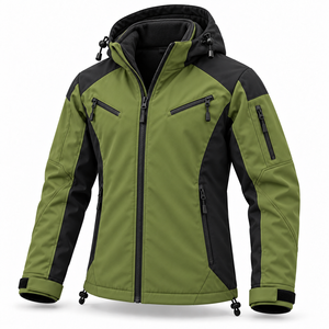 Veste Softshell d'hiver pour homme sur mesure, à capuche, pour activités de plein air, avec doublure polaire chaude, design color block et multi-poches - Product Image 2