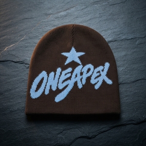 Brown Blue Star Graphic Knit Beanie Hat Custom Logo Ribbed <b>Winter</b> <b>Cap</b> Unisex Streetwear Fashion Headwear Wholesale OEM - Product Image 1