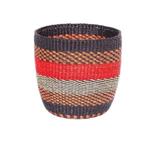 Cesta de Almacenamiento de Mimbre Tejida a Mano con Patrón de Rayas Rojas Intensas, Contenedor de Mimbre para Decoración del Hogar y Organización de la Vida Cotidiana - Product Image 1