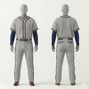 Conjunto de Uniforme de Béisbol para Hombre, Pantalones y Camiseta a Rayas, Transpirable, de Poliéster, Corte Regular, Manga Corta, Cierre de Botones, con Bolsillos - Product Image 1