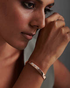 Bracelet chaîne et maillons plaqué or rose avec diamant taille émeraude serti pavé, motif étoile, style Hip Hop Orthodoxe Classique, Bijoux Unisexe - Product Image 2