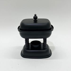 Luxury Arabic Rectangular Chafing Dish Matte Black Pillar Stand Soup Warmer Ramadan <b>Buffet</b> <b>Server</b> Single Unit - Product Image 2