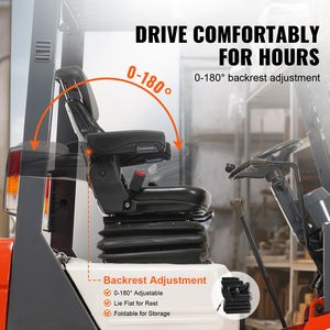 Sedile Universale per Trattore da 3 L con Sospensione, Sedile Pieghevole per Carrello Elevatore, Angolo Regolabile, Microinterruttore, Cintura di Sicurezza, Braccioli, Ricambi Universali - Product Image 4