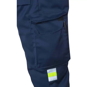 Navy Yellow Reflective <b>Cargo</b> <b>Work</b> <b>Pants</b> Industrial Safety Trousers with Hi Vis Tape for Construction Workwear - Product Image 4