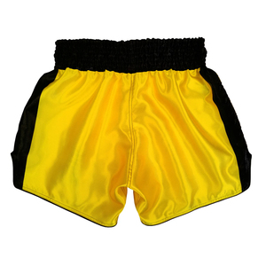 Shorts de Muay Thai respirants et extensibles, couleur jaune et noir, tissu tricoté à séchage rapide, shorts de boxe Muay Thai personnalisés pour adultes unisexes - Product Image 3