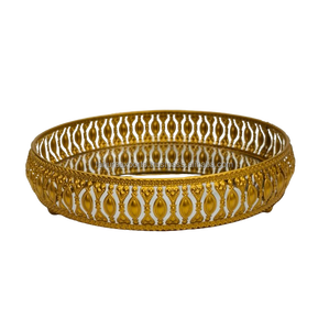 ถาดเสิร์ฟคริสต์มาสสีทองทรงกลมถาดเสิร์ฟหรูหราโลหะสีทองและสีเงินสำหรับตกแต่งบ้านโรงแรม - Product Image 1