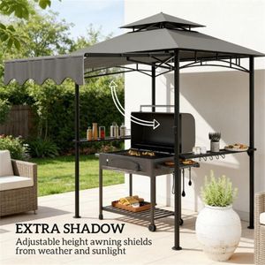 Padiglione per Barbecue da Esterno Grigio Scuro per Intrattenimento all'Aperto - Product Image 2