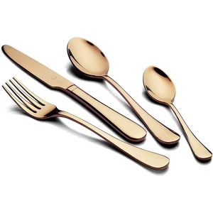 Ensemble de couverts en or rose, finition miroir haute brillance, élégants en acier inoxydable pour les dîners de mariage - Product Image 1