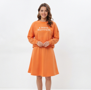 Women's A-Line Sweatshirt Loose Fit Drop Shoulder Fleece Print <b>Skirt</b> Set Casual 100% Cotton Comfortable Two Piece <b>Skirt</b> Set - Product Image 5