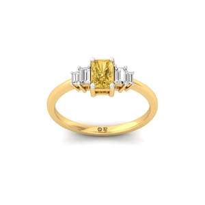 Anillo de Compromiso Solitario Moderno con Diamante Cultivado en Laboratorio, Corte Baguette, Chapado en Oro de 10K, Lujoso, para Mujer, Especial para Bodas - Product Image 5