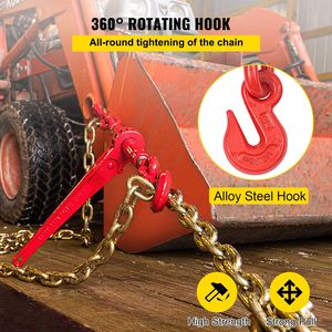 Kit di Fissaggio a Catena da 5/16'' con Tenditore, Capacità di Carico 5400 LBS, Due Ganci di Aggancio (4) Tenditori a Cricchetto, Accessori per il Controllo del Carico - Product Image 6