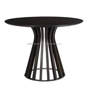 Round Accent table Wooden top tray with metal stand side tables dark Finish home decor and garden furniture stool