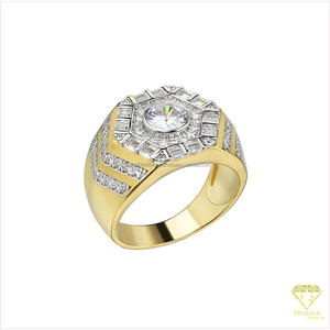 Anillo de Plata 925 de Primera Calidad con Diamante Cultivado en Laboratorio, Diseño Geométrico de Dos Tonos, para Compradores de Joyería al Por Mayor - Product Image 2