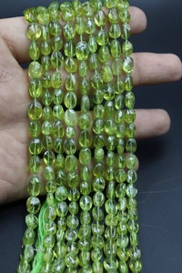 Natural <b>Peridot</b> Smooth Oval Shape Beads 6x8mm 14 Inches <b>Peridot</b> Smooth Beads for Jewellery Making - Product Image 2