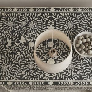 Modern Black and White Floral Wooden Nightstand <b>Side</b> <b>Table</b> Accent Chest of Drawers <b>Storage</b> Bedroom Furniture - Product Image 4