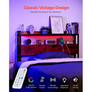 Testiera Regolabile in Altezza con 2 Ripiani per Letto Matrimoniale, Stazione di Ricarica Indipendente, Arredamento Camera da Letto con Contenitore - Product Image 3