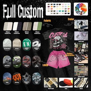 Ensemble T-shirt et short unisexe d'été délavé, motif graphique thermocollé, sérigraphie délavée, coupe courte et ample, haute qualité - Product Image 4