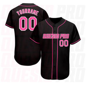Maillot de baseball personnalisé noir, rose et blanc, authentique, impression par sublimation, logo personnalisé, design couleur, branding - Product Image 1