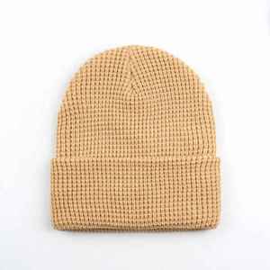หมวกบีนนี่อะคริลิคสีน้ำเงินแบบยูนิเซ็กซ์ ถักนิตติ้ง สีพื้น ขอบพับได้ สำหรับฤดูหนาว ขนาด 56-58 ซม. สไตล์ลำลอง สำหรับผู้ใหญ่ - Product Image 4