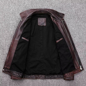 <b>Men</b> Premium Genuine Leather <b>Jacket</b> Soft Comfortable Classic Casual Full Zip Durable Fashion Everyday Outerwear - Product Image 3