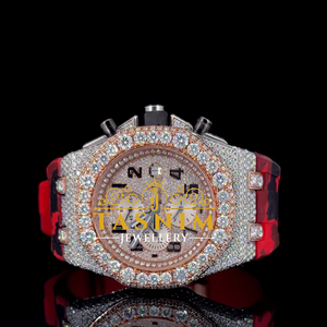 Reloj Para Hombre Completamente Cubierto de Diamantes VVS Movimiento de Cuarzo Correa de Acero Inoxidable Esfera de 45mm Cronógrafo Estilo Deportivo y de Lujo - Product Image 1