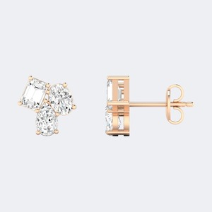 Boucles d'oreilles en diamant cultivé en laboratoire 0,90 CTW, taille brillant multi-formes, pour femmes, or 9K 14K 18K, luxe, couleur E F, VS VVS, bijoux fins - Product Image 5