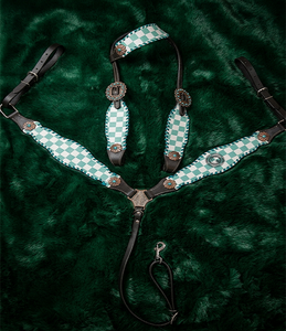 Ensemble de harnais et de collier de poitrine en cuir occidental pour cheval avec design à franges perlées, équipement d'équitation - Product Image 6
