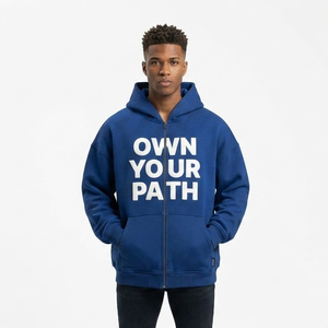Sweat à capuche oversize brodé et imprimé pour homme, coupe personnalisée, écologique, coupe-vent, hiver, épais, manches longues, tombé ample - Product Image 6
