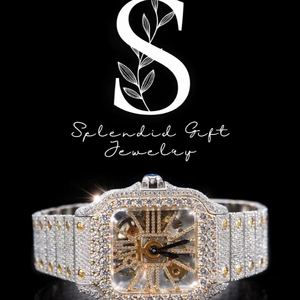 นาฬิกาควอตซ์โมอิสซาไนต์แบบฝังเพชรเต็มหน้าปัด ดีไซน์ฮิปฮอปสุดหรู หน้าปัดกระจก สายขนาด 20 มม. รุ่นลิมิเต็ดอิดิชั่น - Product Image 1